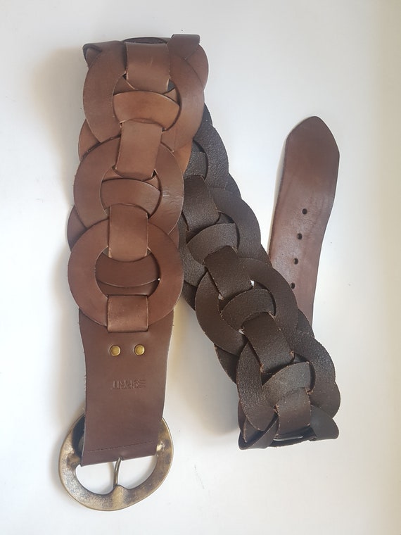 Esprit belt, wide leather belt,44  inch, brown le… - image 10