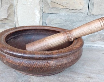 Wooden mortar Large Mortar Wooden Pestle Hand Mixer Masher Grinder Kitchenware