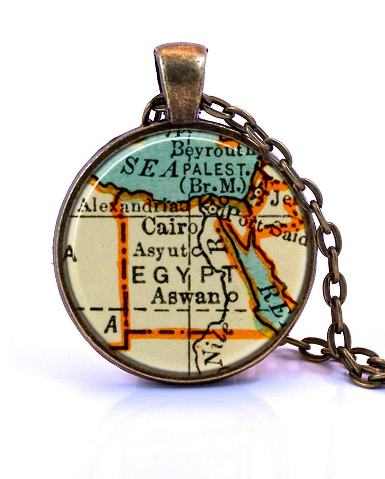 Egypt Map Pendant Necklace Created From A 1937 Jewelry Custom Personalized - Custom Jewelry Pendant Necklace Egypt Map Pendant Necklace Created From A 1937 Jewelry Custom Personalized - Custom Jewelry Pendant Necklace