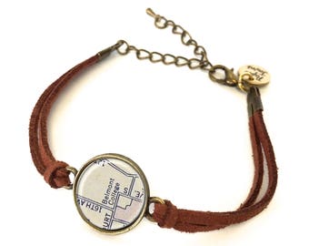 Belmont University Map Bracelet - Created from a vintage map. Map Jewelry, Map Bracelet, Custom Bracelet, Custom Jewelry, Personalized