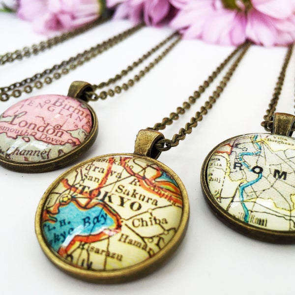 Custom Map Necklaces Etsy