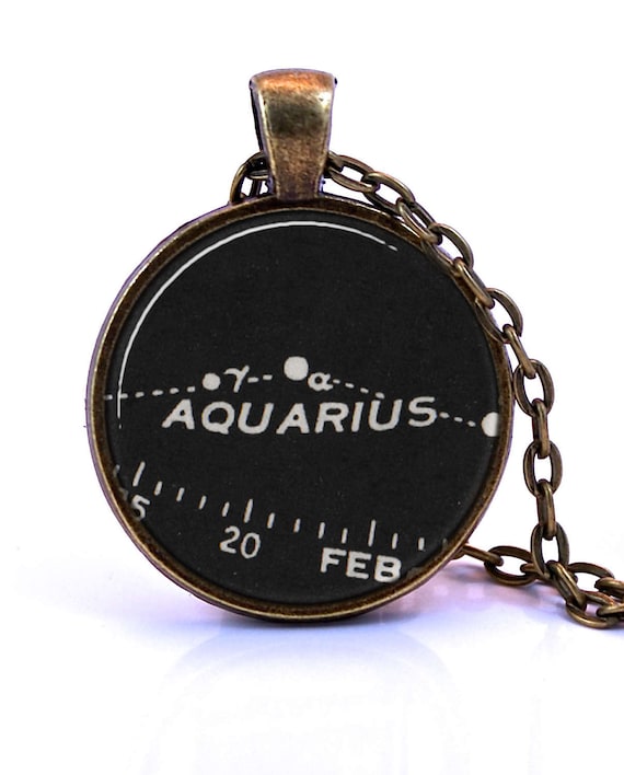 Aquarius Necklace - Created from a vintage star chart published in 1937.  January Birthday Gift, February Birthday Gift