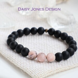 Onyx and Pink Opal Bracelet