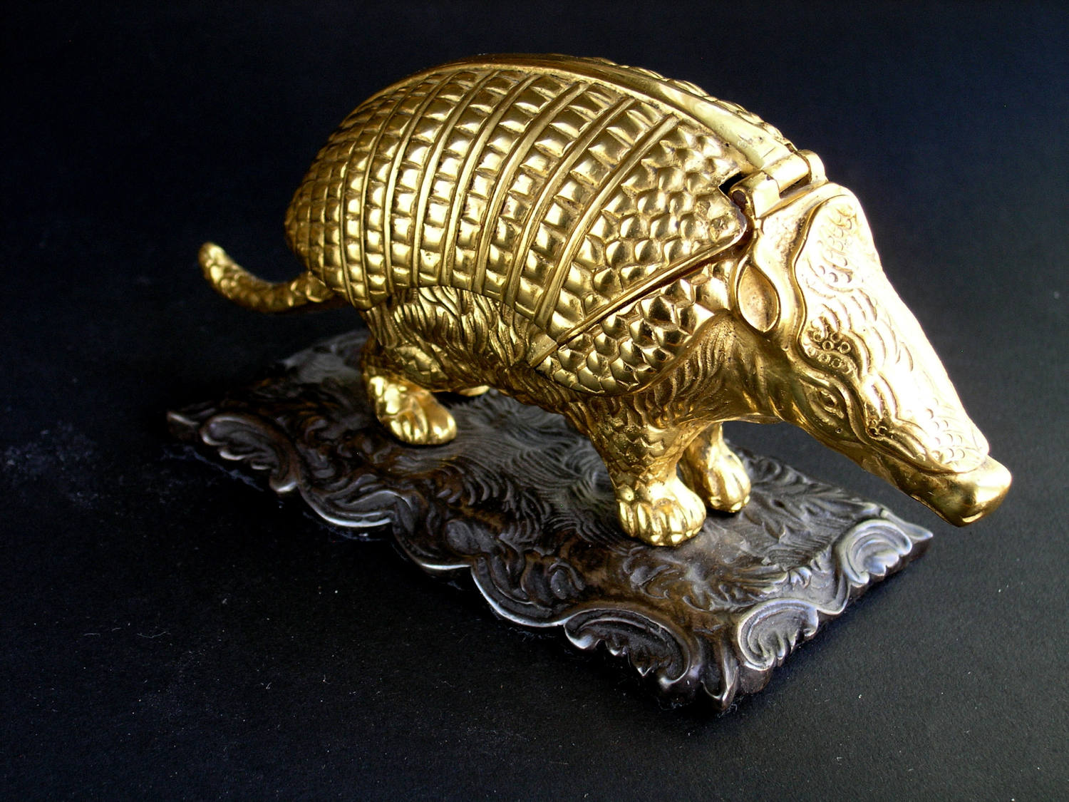 Antique Brass Armadillo double inkwell UNIQUE Etsy