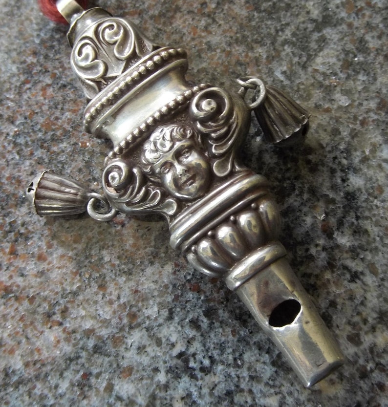 Antique Sterling Silver Baby Rattle/whistle Edwardian Etsy