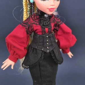 Victorian blouse with black lace - Monster G1 G3, Ever after, OMG, Rainbow doll high fashion clothes