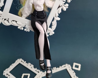 ダブルフロントスリットマキシスカート - モンスター、エバーアフター、OMG、レインボー、オビツ、クリエイタブルワールドドールのハイファッション服