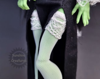 White mesh high stockings - Monster, Ever after, OMG, Rainbow, Hairmazing, Descendants, Obitsu, Creatable world doll high fashion clothes