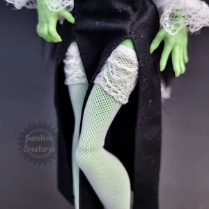 White mesh high stockings - Monster, Ever after, OMG, Rainbow, Hairmazing, Descendants, Obitsu, Creatable world doll high fashion clothes