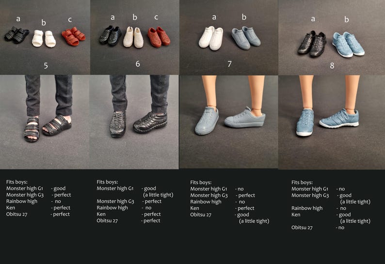 1 paar originele poppenschoenen voor heren: Monster Boy G1 G3, Ever after, Obitsu 27, high fashion Ken Ken afbeelding 3