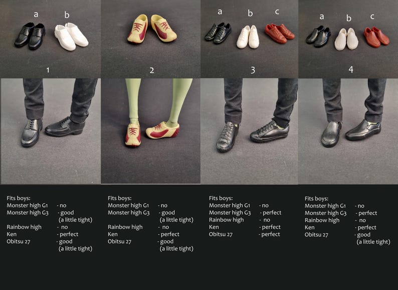 1 paar originele poppenschoenen voor heren: Monster Boy G1 G3, Ever after, Obitsu 27, high fashion Ken Ken afbeelding 2
