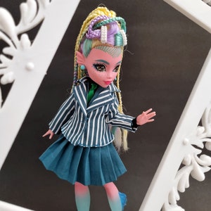 Striped blazer jacket with collar and lining - Monster, Ever after, OMG, Rainbow, Obitsu, Creatable World doll high fashion clothes