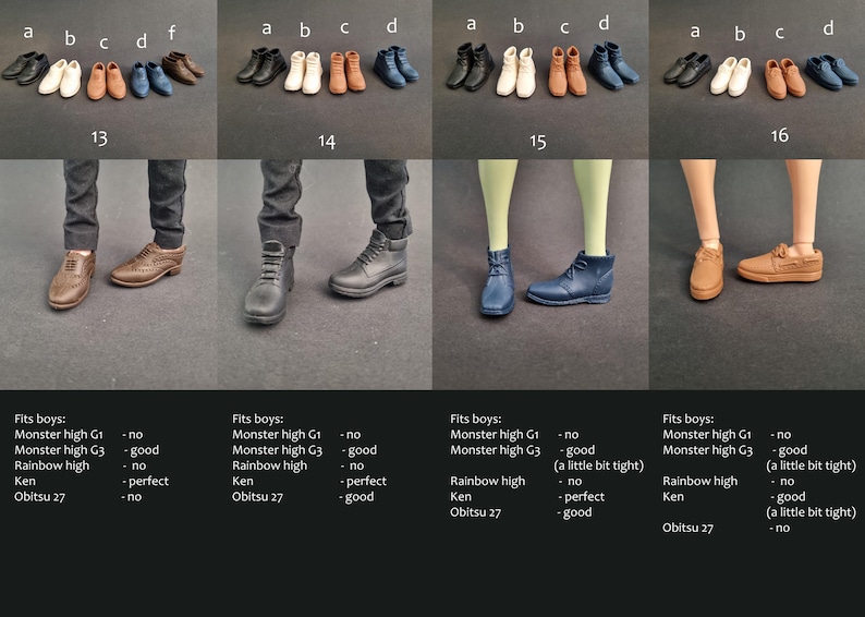 1 paar originele poppenschoenen voor heren: Monster Boy G1 G3, Ever after, Obitsu 27, high fashion Ken Ken afbeelding 5