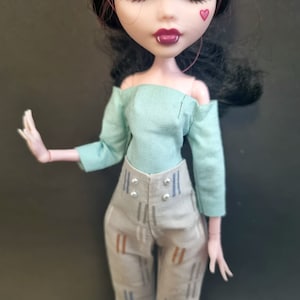 Off-shoulder blouse with 3/4 long sleeves - Monster, Ever after, OMG, Rainbow, Creatable world doll high fashion clothes