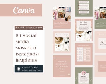 Instagram Social Media Templates | 84 Canva Designs | New 4:5 Format | Customizable Social Media Post Templates