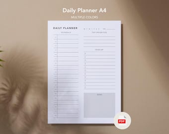 ADHD Minimalistic Daily Planner A4 Printable for Time Managment | PDF | Instant Download