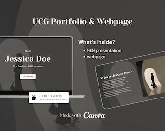 Customizable Free Canva UGC Portfolio Template | Landing Page Canva Website Portfolio Page for Content Creators & Influencers