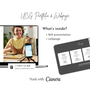 Customizable Free Canva UGC Portfolio Template | Landing Page Canva Website Portfolio Page for Content Creators & Influencers