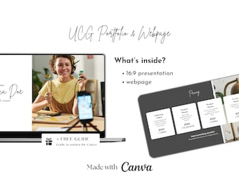Customizable Free Canva UGC Portfolio Template | Landing Page Canva Website Portfolio Page for Content Creators & Influencers