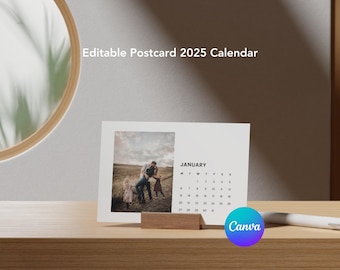 2025 Minimalistic Photo Calendar - Customizable Postcard-Sized 12-Page Design | Digital Download