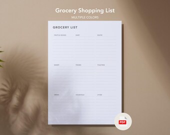 Grocery Shopping List Minimalistic | PDF | Instant Download