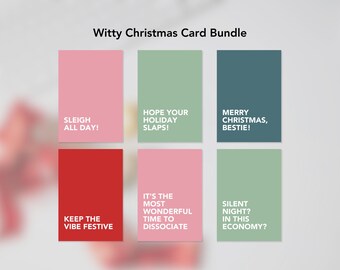 Wityy Funny Text Sayings Christmas Printable Greeting Folded Card | PDF | Instant Download