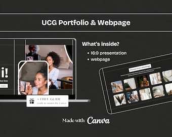 Customizable Free Canva UGC Portfolio Template | Landing Page Canva Website Portfolio Page for Content Creators & Influencers