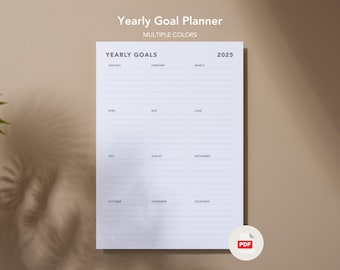 Yearly Goals Minimalistic | PDF | Instant Download