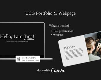 Customizable Free Canva UGC Portfolio Template | Landing Page Canva Website Portfolio Page for Content Creators & Influencers