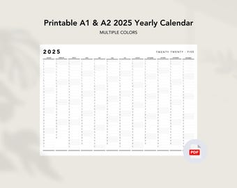2025 Minimalistic A2 & A1 Wall Calendar | Digital Download | PDF