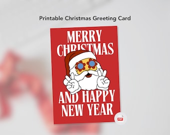 Groovy Santa Claus Christmas Printable Greeting Folded Card | PDF | Instant Download