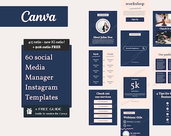 Instagram Business Accounting Social Media Templates | 60 Canva Designs | New 4:5 Format + Story Format | Customizable Templates