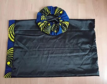 Duo Night Cap 100% Satin African Pagne and Satin Wax Pillowcase |Night Hair Cap| |Sold in 22 Colors Available to Choose From