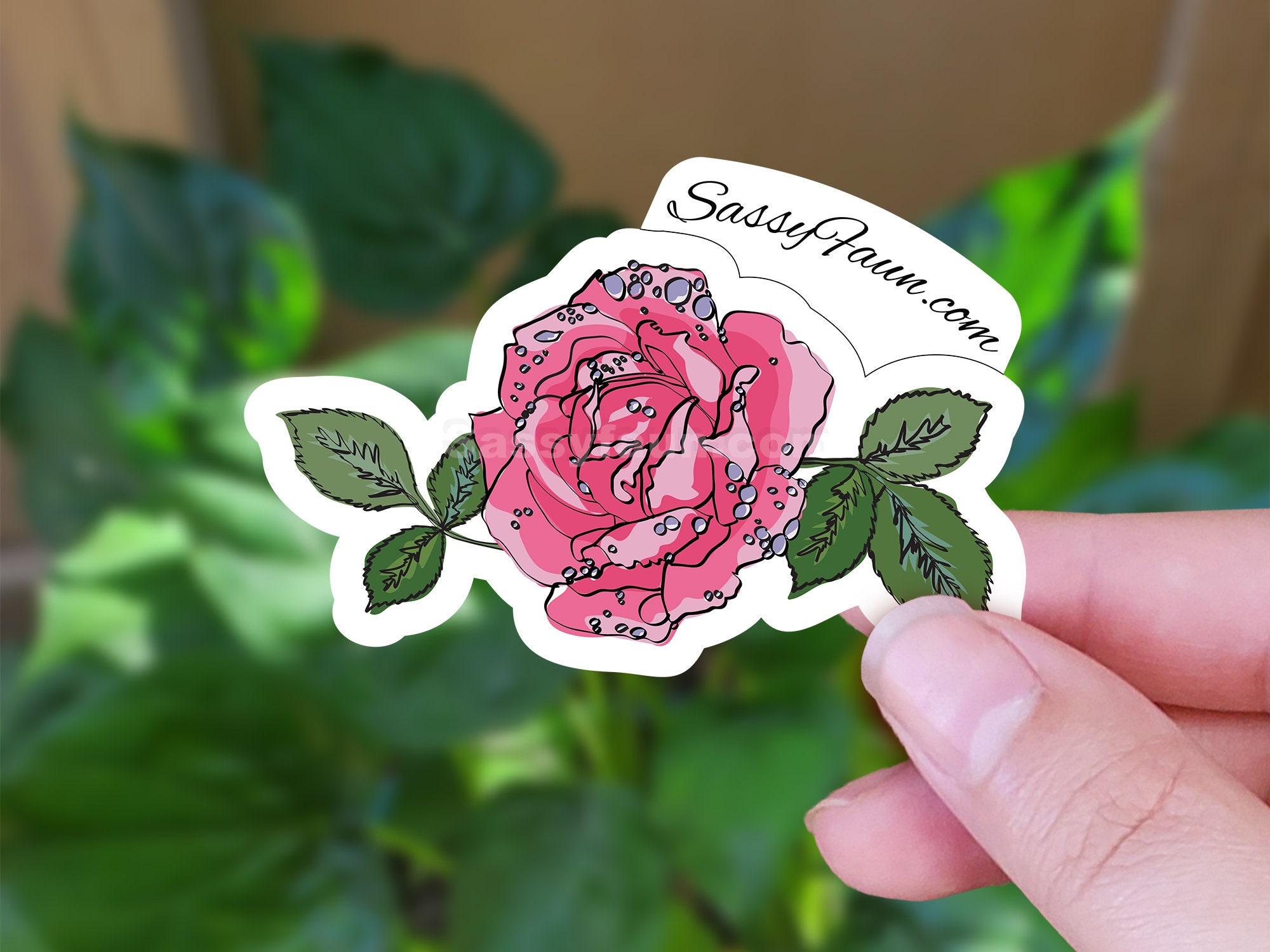 Rose Sticker Flower Waterproof Sticker Vinyl Decal Etsy