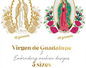 Virgin of Guadalupe 2 machine embroidery design 5 sizes