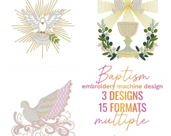 Baptism Embroidery machine design 3 designs multiple sizes