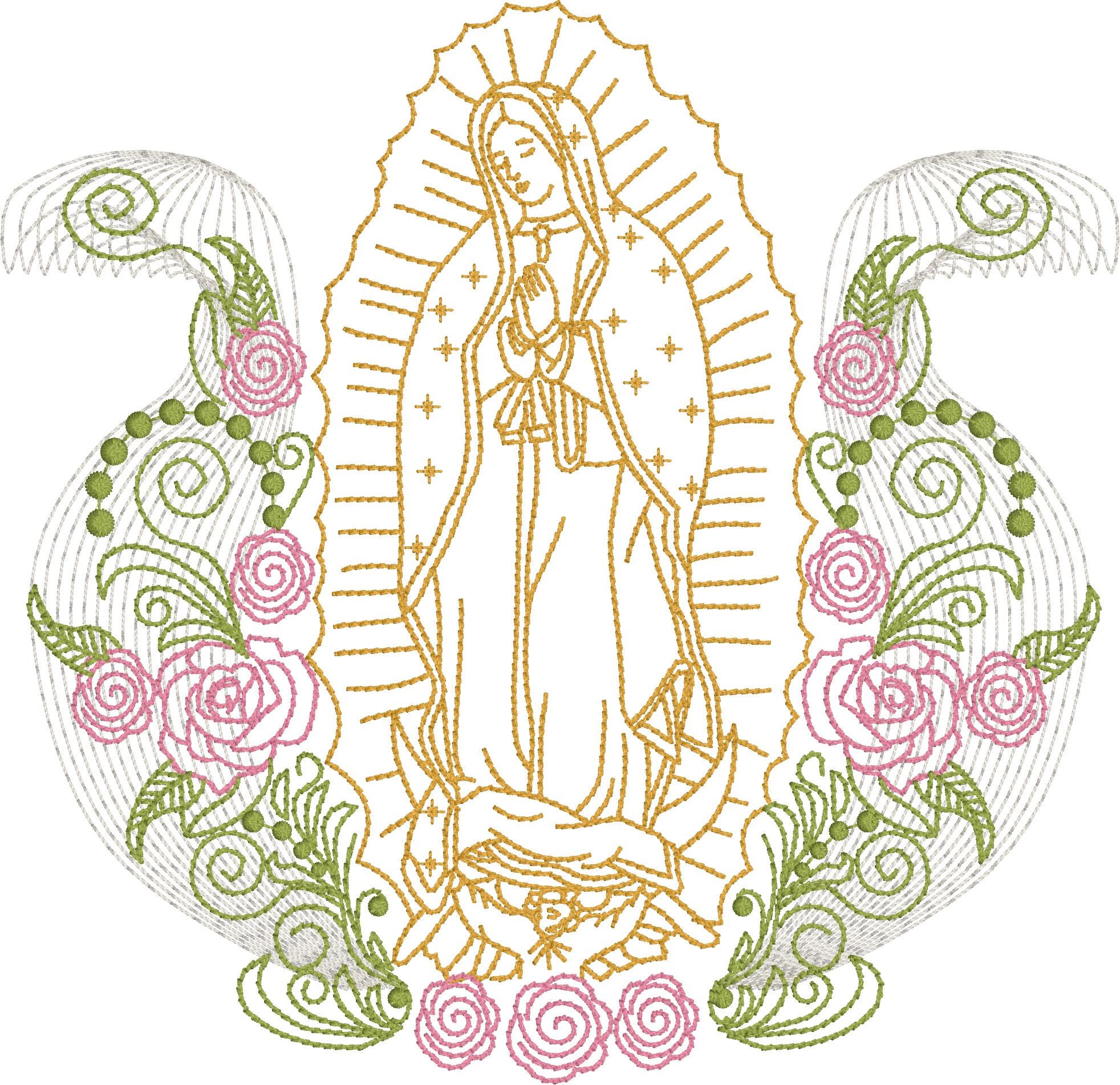 Virgen of Guadalupe 3 machine embroidery designs, multiple sizes