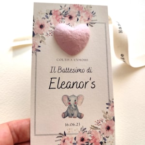 Étiquettes de baptême de bébé, graines à planter, cartes de baptême sur le thème des fleurs, étiquette de cadeau pour bébé, espace réservé personnalisé aux couleurs de roses