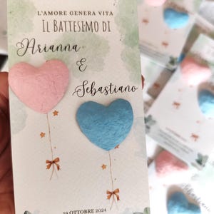 2 Cuori di semi piantumabili con biglietto I bustina di semi I cuore di carta con semi I regalo baby shower I regalo pianta I regalo matrimonio I regalo battesimo