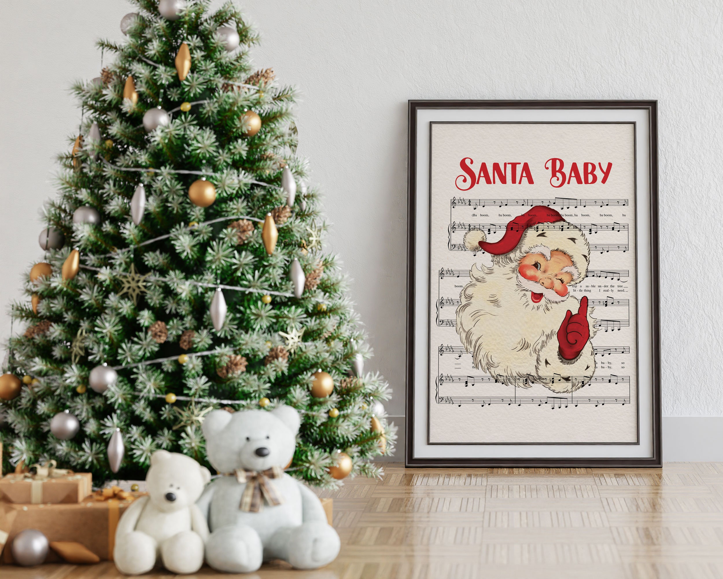 Santa Baby Sheet Music Print Vintage Santa Holiday Wall Art - Etsy