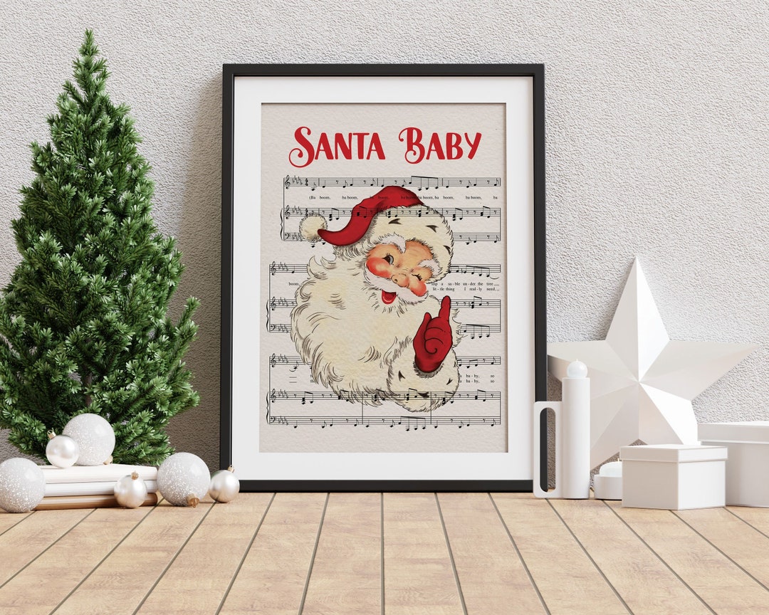 Santa Baby Sheet Music Print Vintage Santa Holiday Wall Art - Etsy
