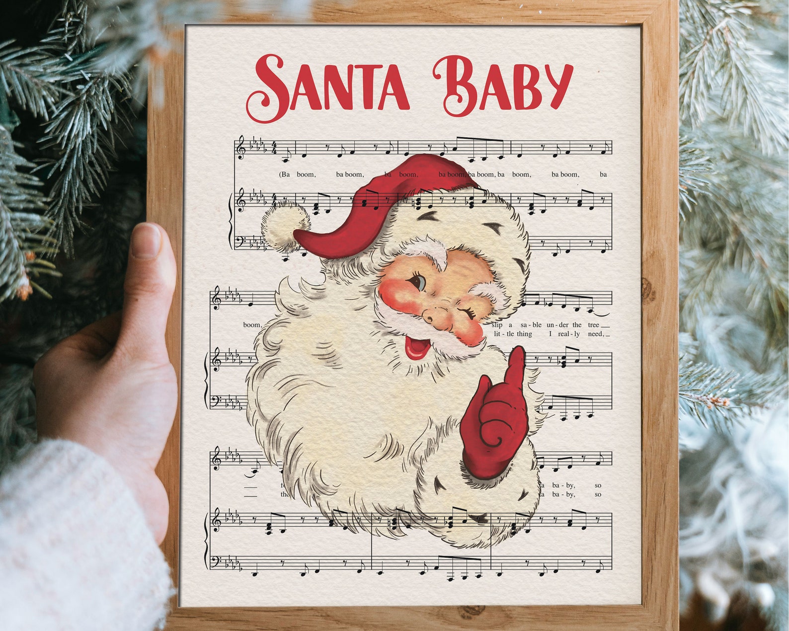 Santa Baby Sheet Music Print Vintage Santa Holiday Wall Art - Etsy