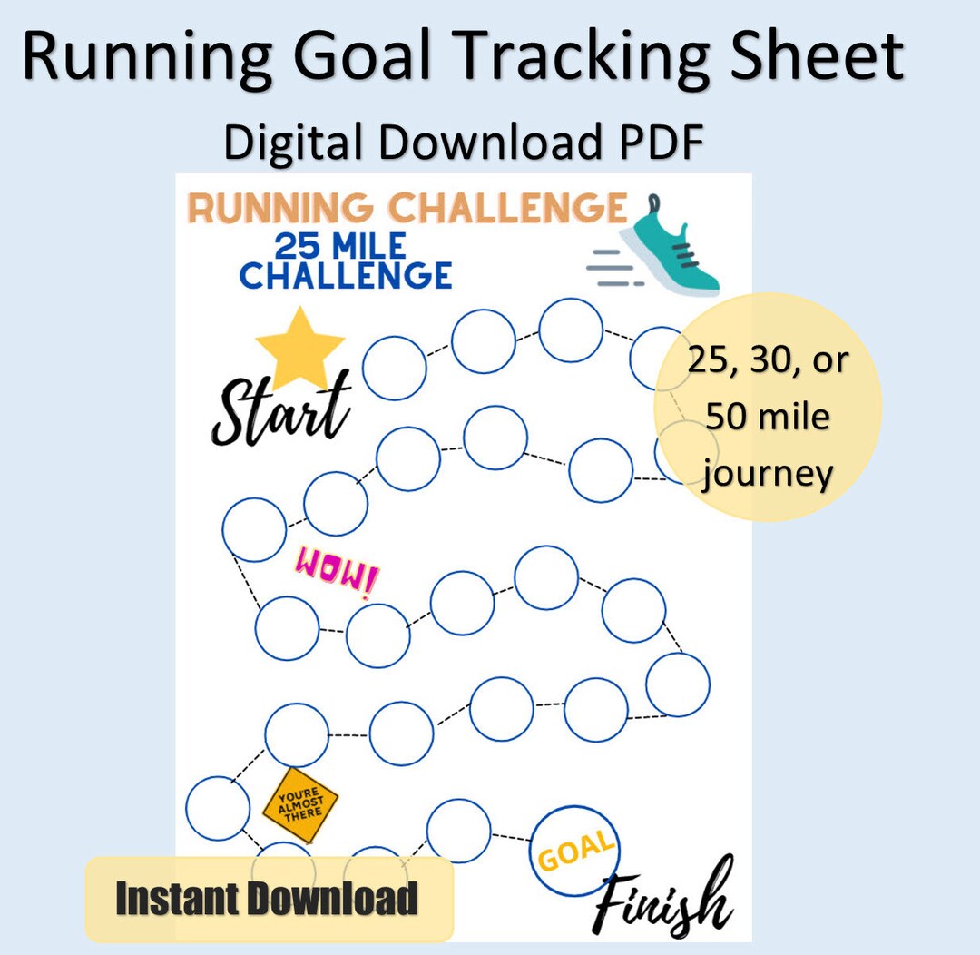Running Goal Journey Tracking Sheet Instant Download PDF - Etsy