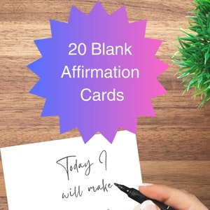 School Counseling, Blank Affirmation Cards, Simple Black and White Daily Intention Cards, Easy Print 4x6 Affirmation Cards