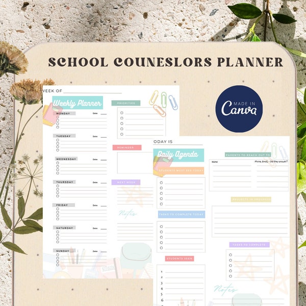 School Counselors Planner, School Counseling Daily Calendar, To-Do Lists, School Counselor Planner, Counselor Duties, Pastel Planner