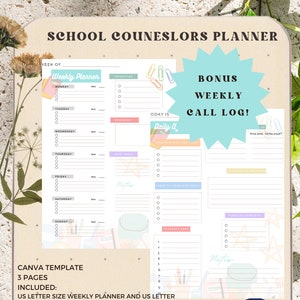 School Counselors Planner, School Counseling Daily Calendar, To-Do Lists, School Counselor Planner, Counselor Duties, Pastel Planner