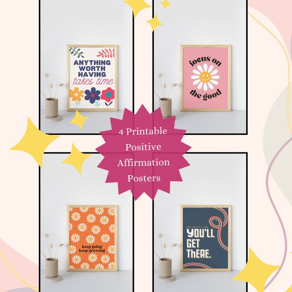 Motivational Poster Bundle, Counseling Posters, Printable Retro Posters