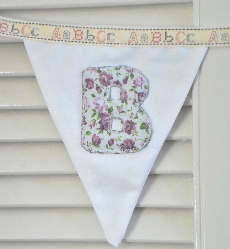 Lilac And White Bunting Shabby Chic Decor Baby Girl Gift Etsy