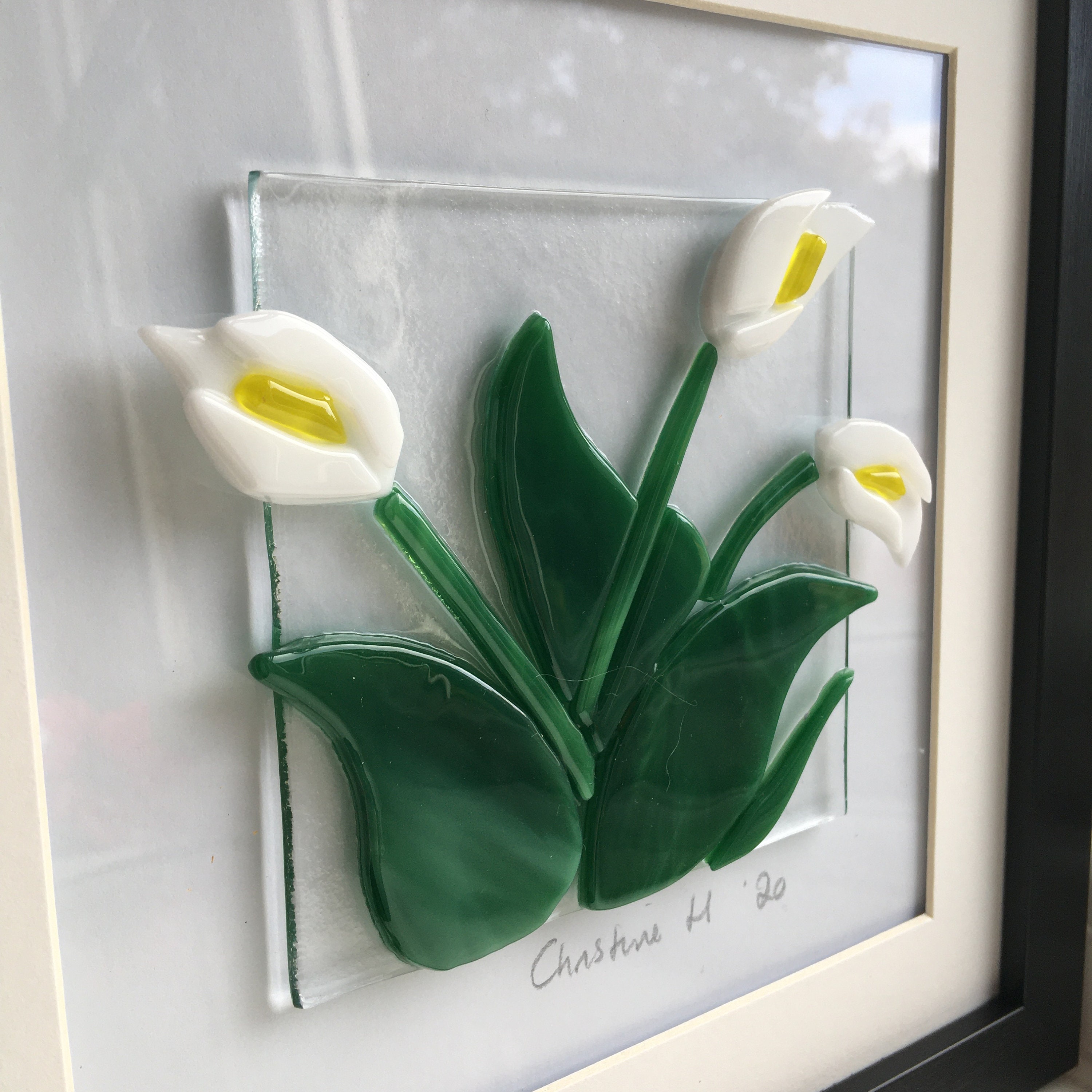 White Lily Flowers Fused Glass Art - Etsy