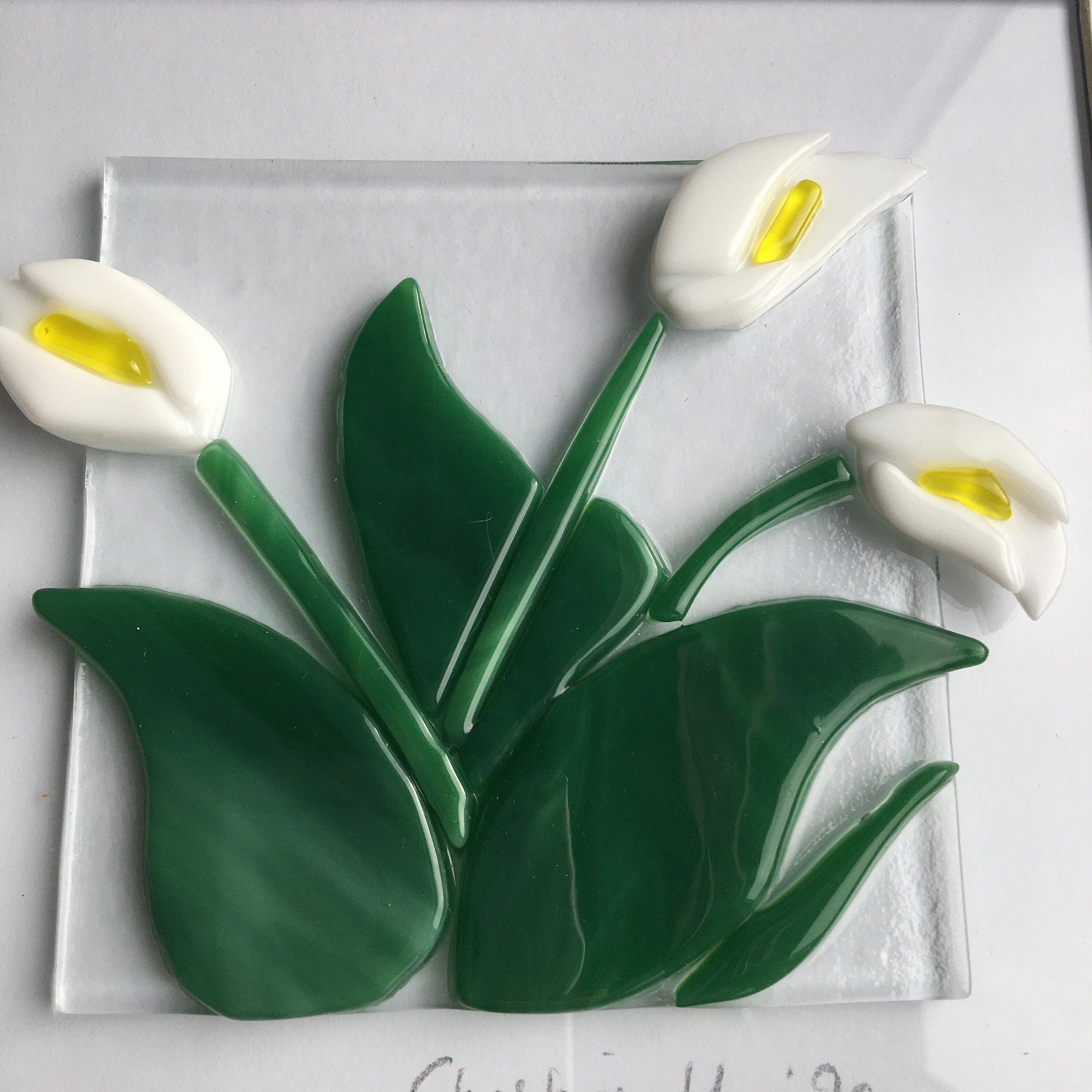 White Lily Flowers Fused Glass Art - Etsy